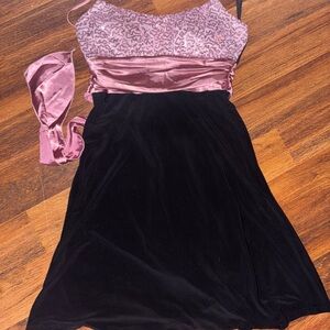 B Darlin Pink and Black Midi Dress